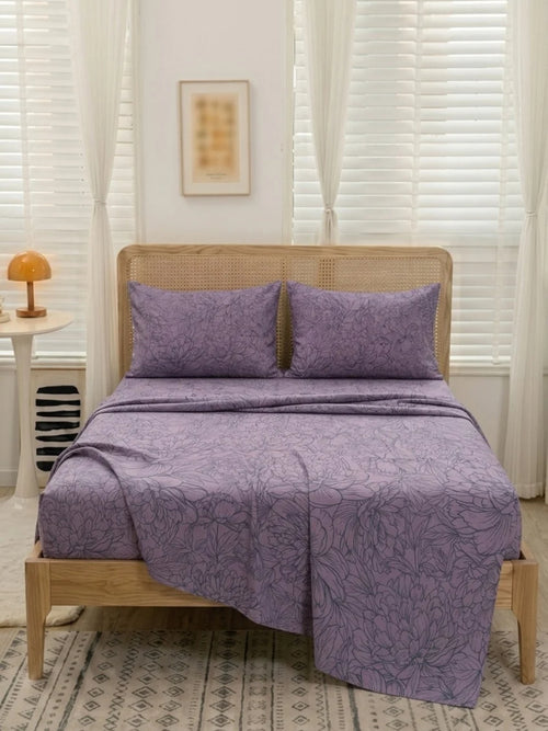 Lavender Bloom — 3 Piece Bedsheet Set