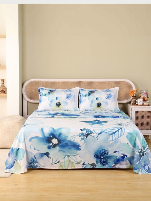 Aqua Petal — 3 Piece Bedsheet Set