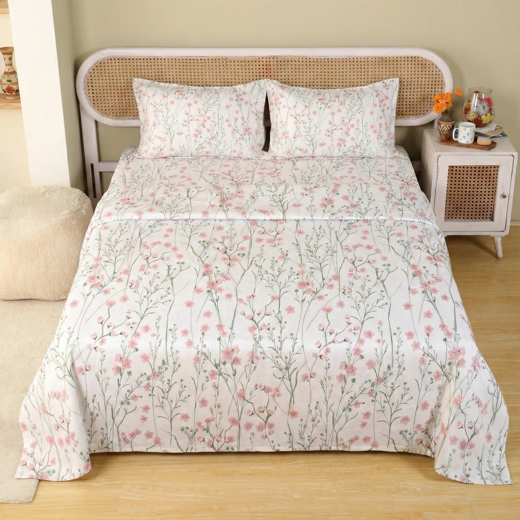 Floral Grace 100% Cotton Bedding Set | Premium Comfort and Timeless Design