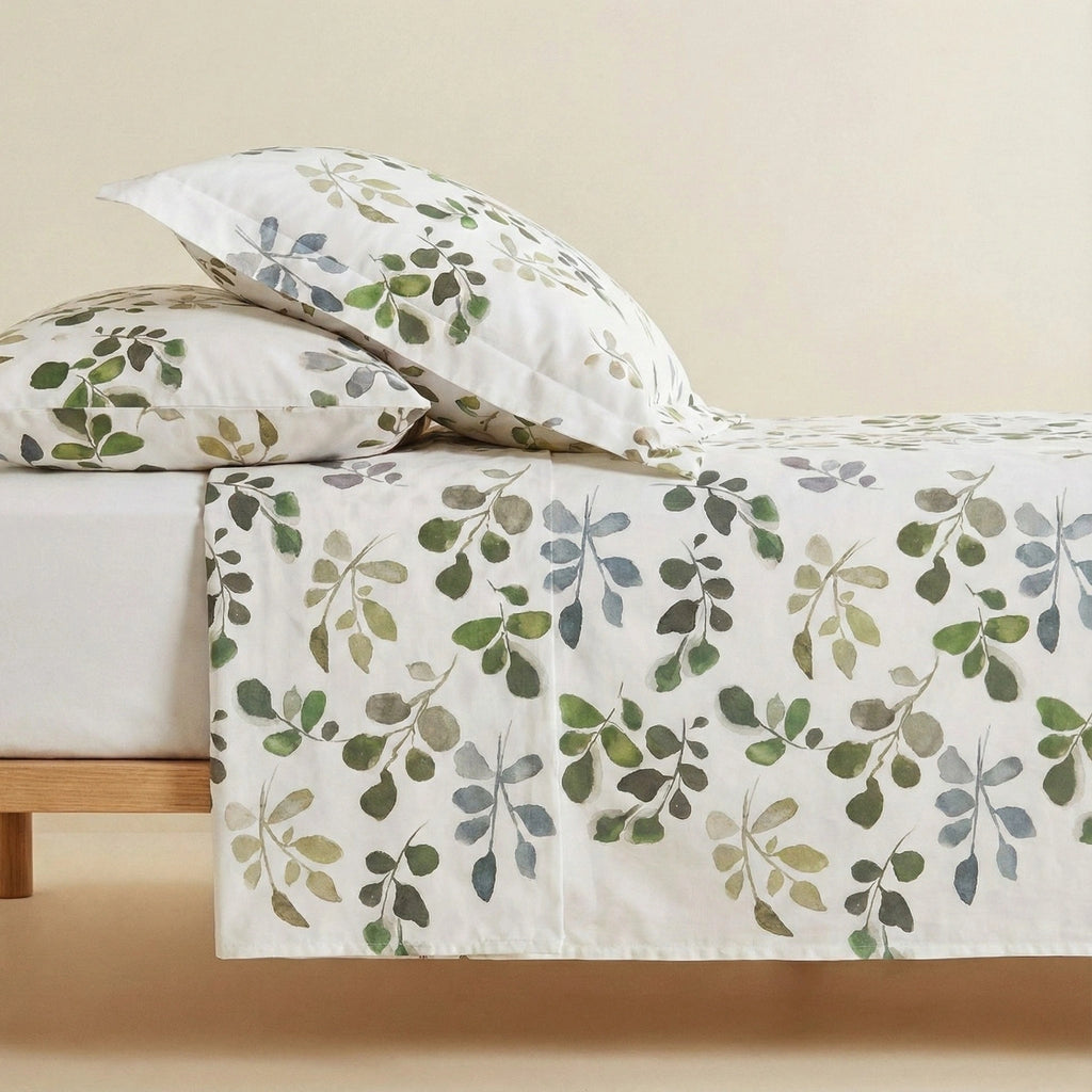 Fresh Meadow Percale Cotton Bedding | 1 x Sheet & 2 x Pillowcases