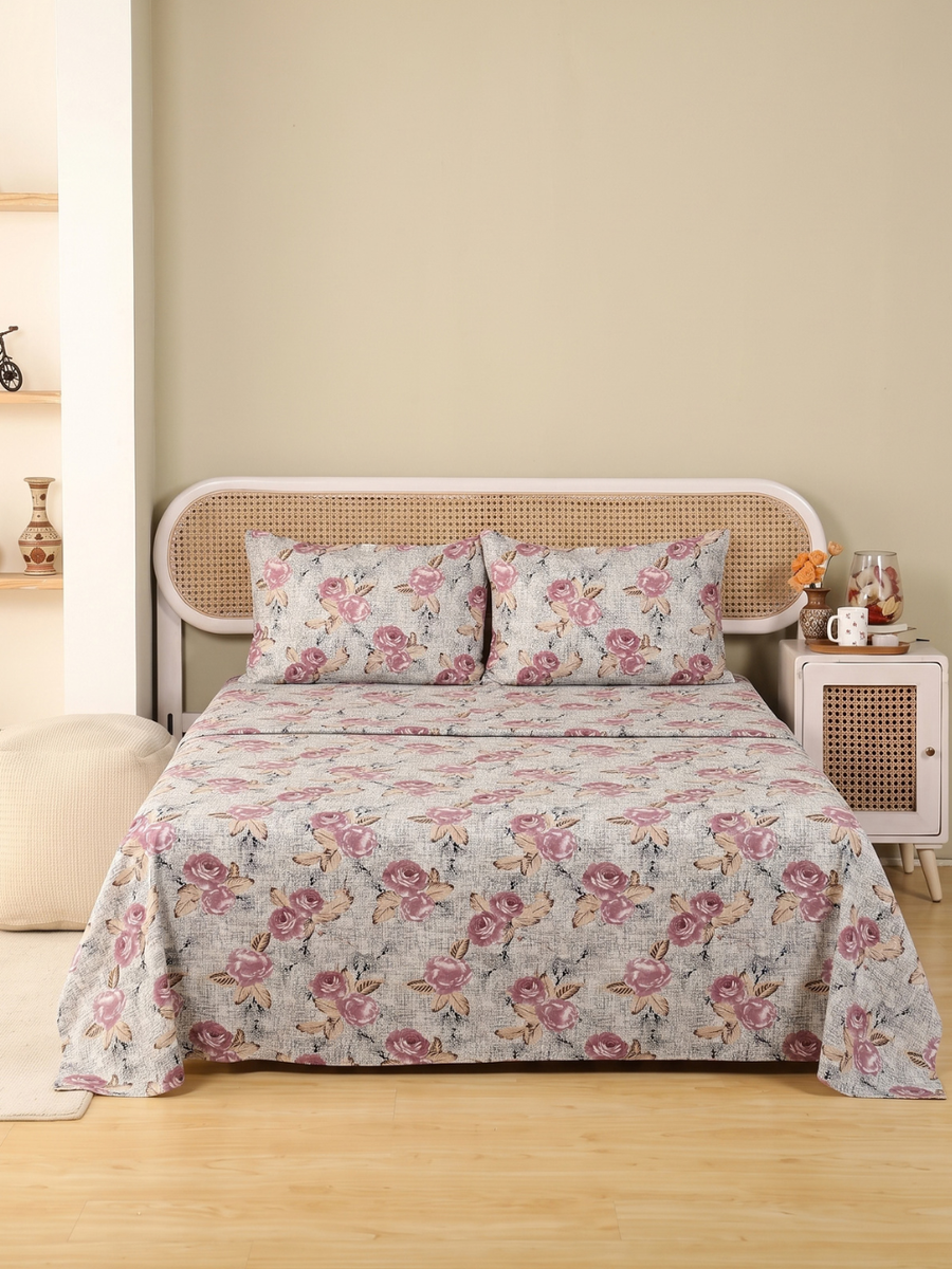 Mauve Rose — 3 Piece Bedsheet Set