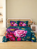 Teal Bloom — 3 Piece Bedsheet Set