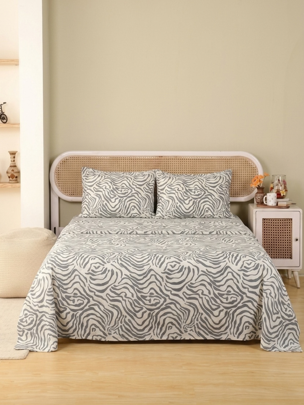 Slate Zebra — 3 Piece Bedsheet Set