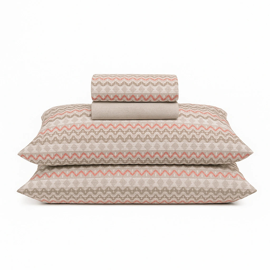 Multicolor Chevron 100% Pure Cotton Bed Sheet Set – Premium Edition