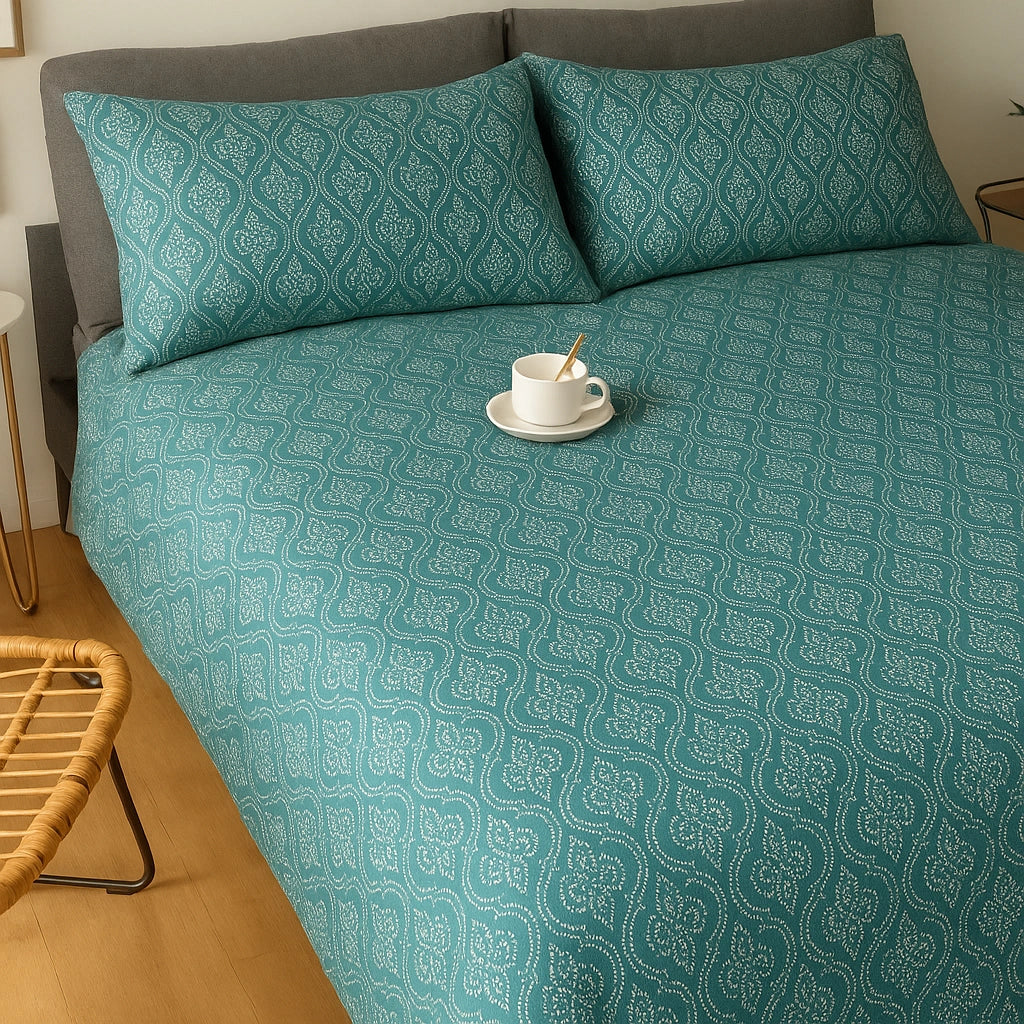Teal 100% Pure Cotton Bed Sheet Set – Premium Edition