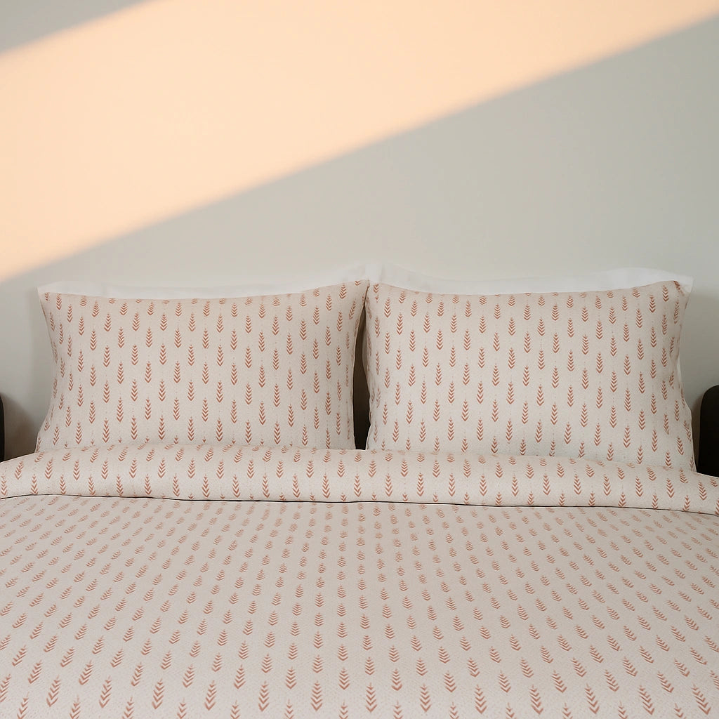 Rust Leaf Print 100% Pure Cotton Bed Sheet Set – Premium Edition