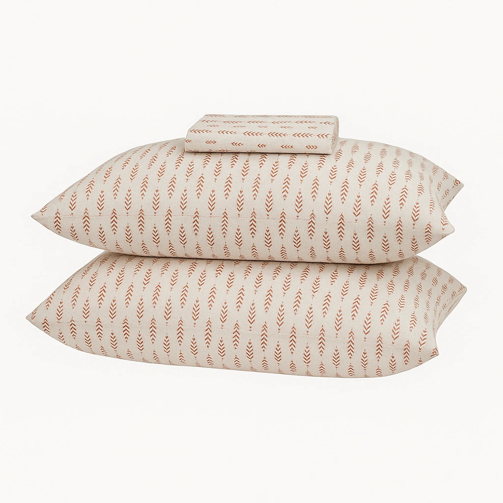 Rust Leaf Print 100% Pure Cotton Bed Sheet Set – Premium Edition