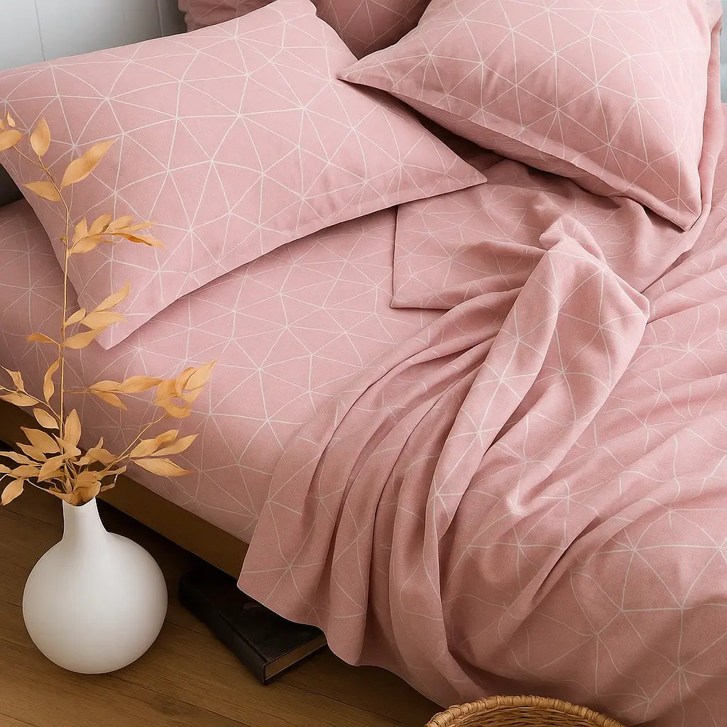 Blush Pink 100% Pure Cotton Bed Sheet Set – Premium Comfort & Quality