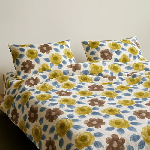 Aqua Rose Floral 100% Pure Cotton Bed Sheet Set | Premium Comfort & Style