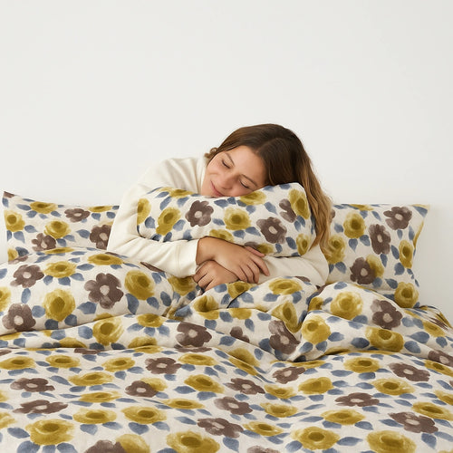 Aqua Rose Floral 100% Pure Cotton Bed Sheet Set | Premium Comfort & Style