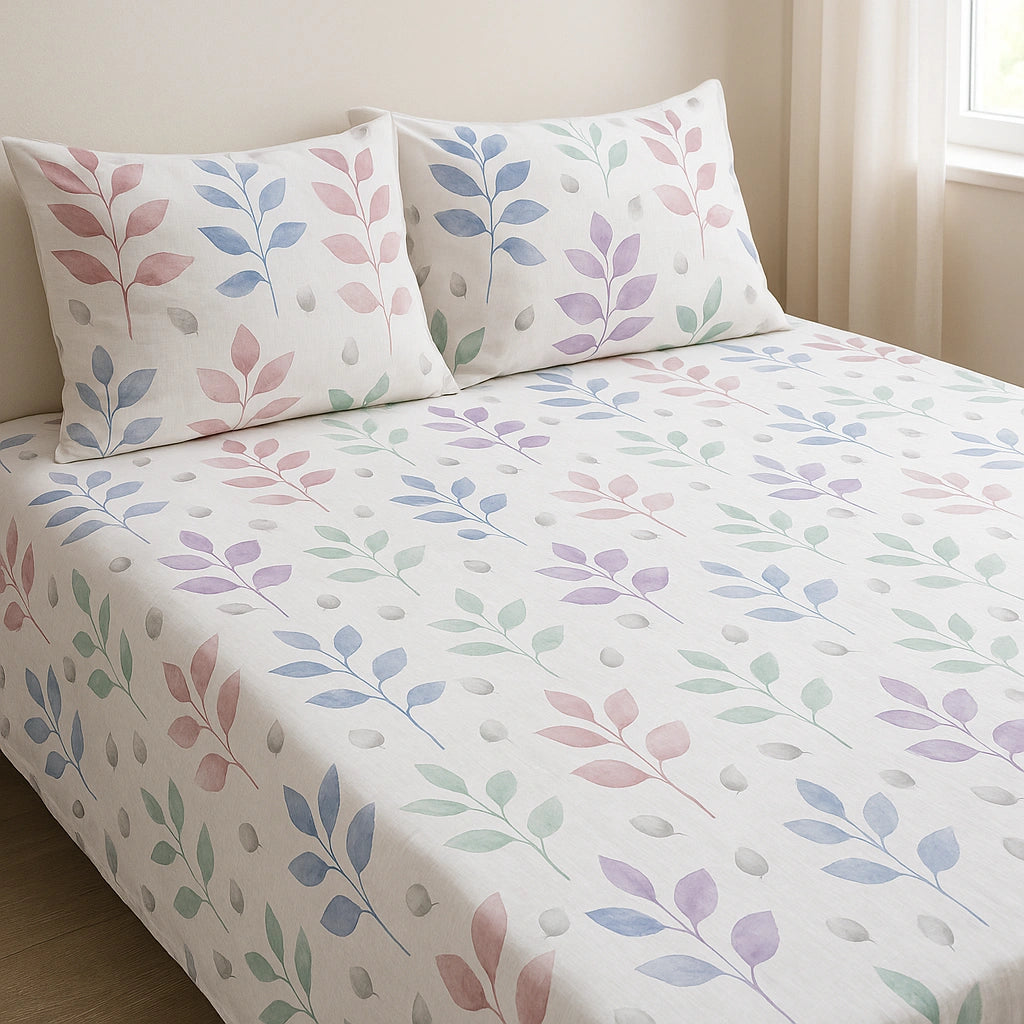 Pastel Garden 100% Pure Cotton Bed Sheet Set – Premium Edition
