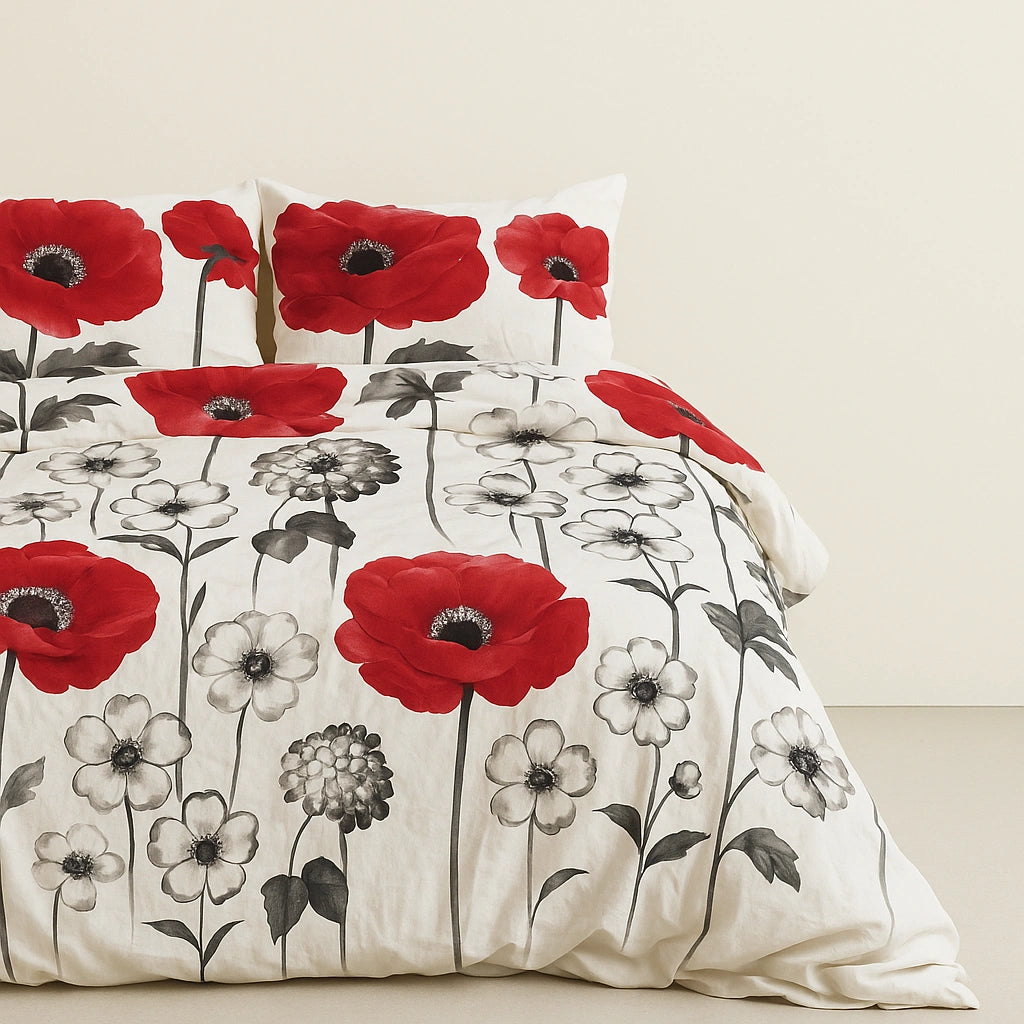Scarlet Bloom Luxe Bedding – 100% Pure Cotton Bed Sheet Set – Premium Edition