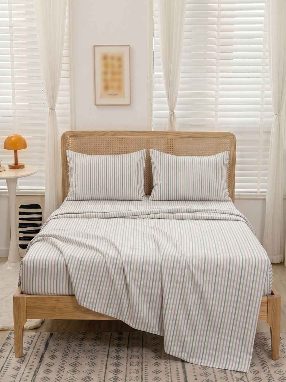 Sage Stripe — 3 Piece Bedsheet Set
