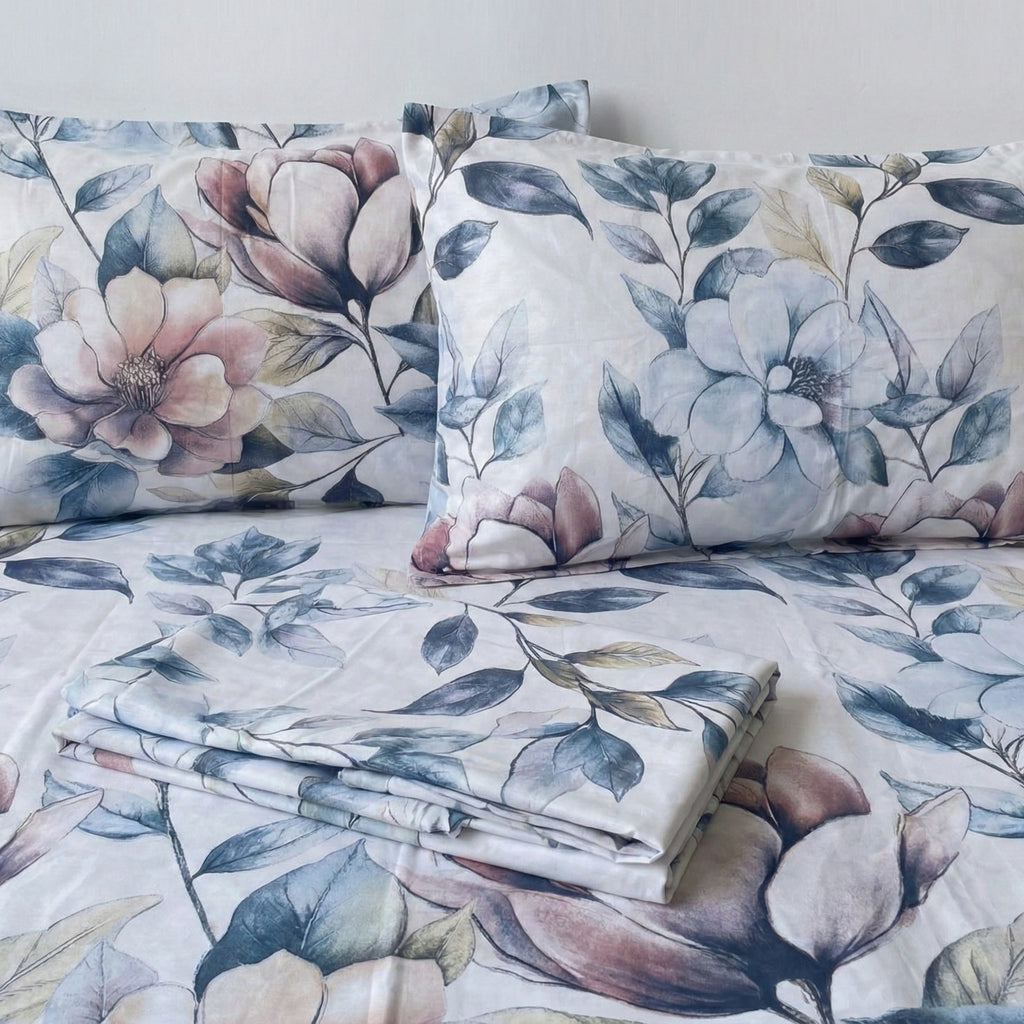 Soft Petals Cotton Bedding | 1 x Sheet & 2 x Pillowcases