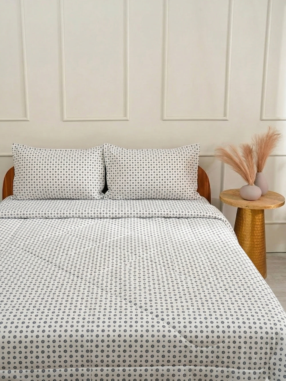 Grey Floral — 3 Piece Bedsheet Set