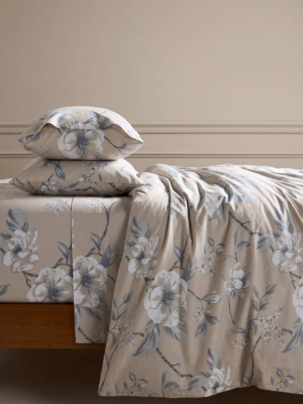Taupe Blossom — 3 Piece Bedsheet Set