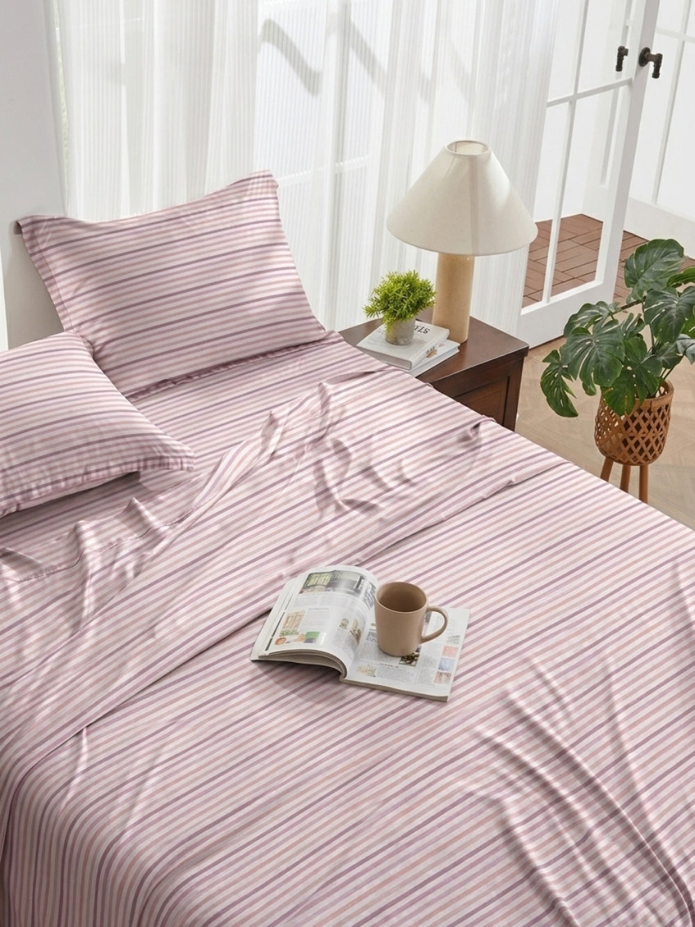 Blush Stripe — 3 Piece Bedsheet Set