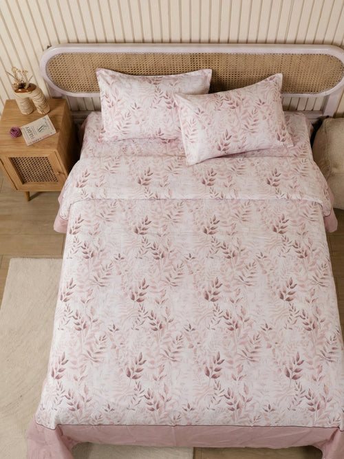 Soft Pink Botanical — 3 Piece Bedsheet Set