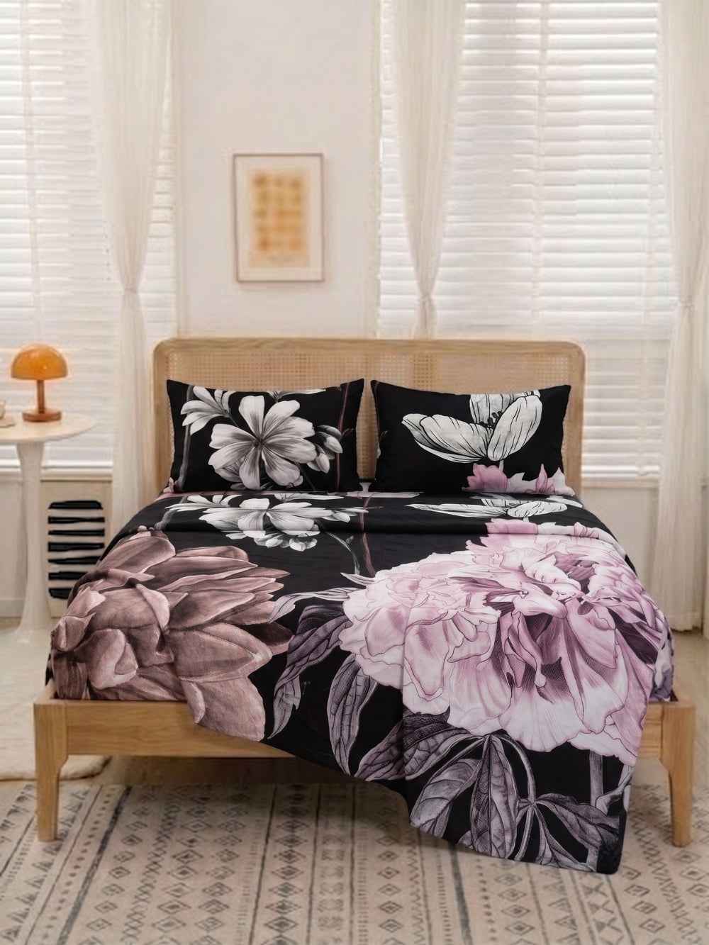 Midnight Peony — 3 Piece Bedsheet Set