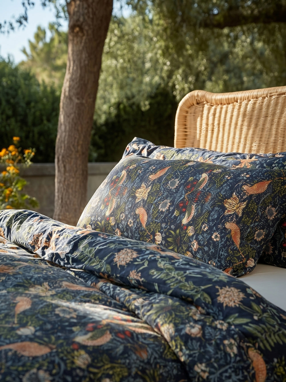 Midnight Bloom Twill — 3 Piece Bedsheet Set