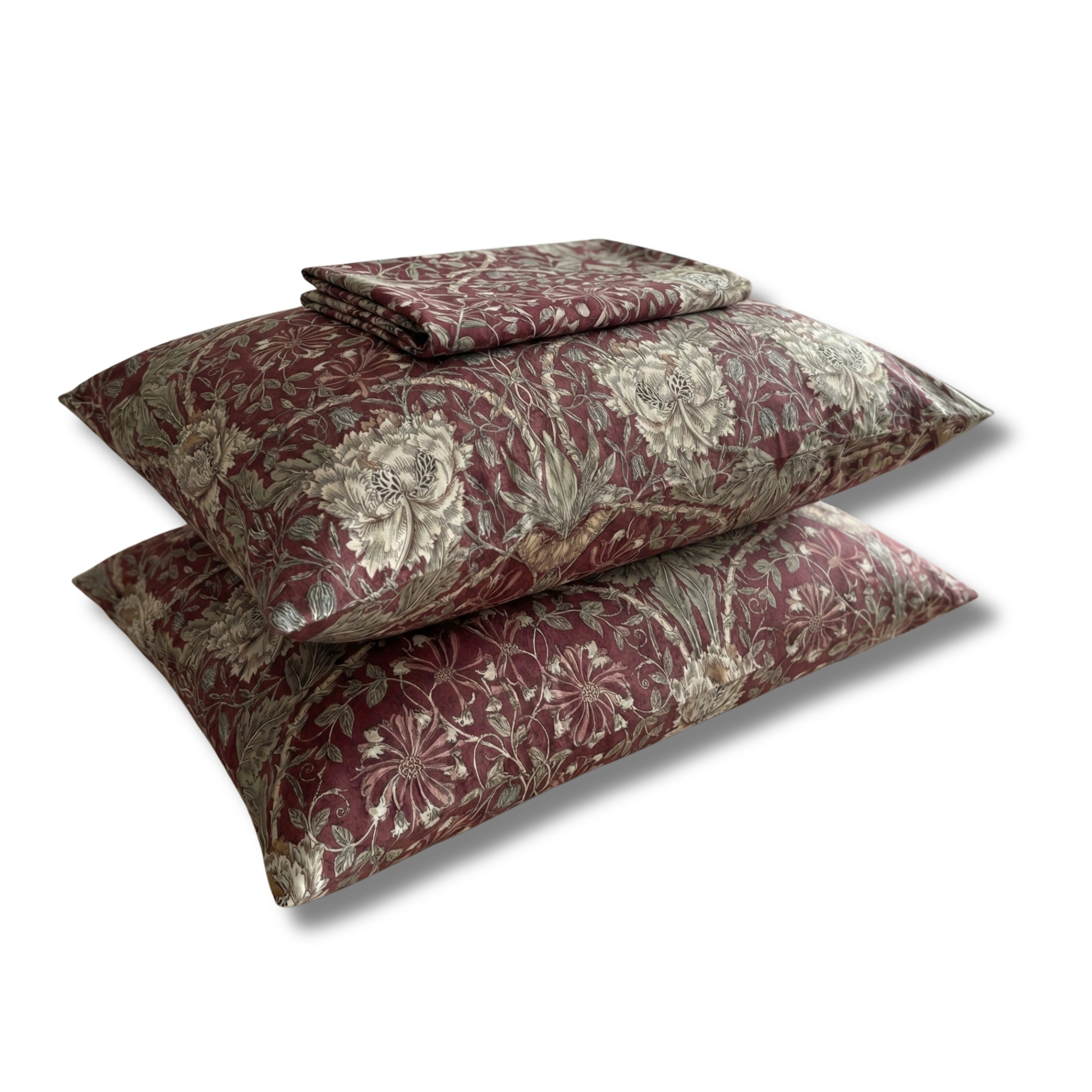Rich Burgundy Floral Bedding Set – Elegant Botanical Pattern for a Sophisticated Bedroom