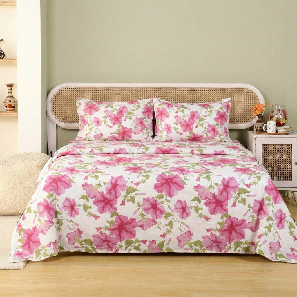 Charming Pink Floral Bedding Set in Cotton Sateen – Soft and Luxurious for Your Bedroom