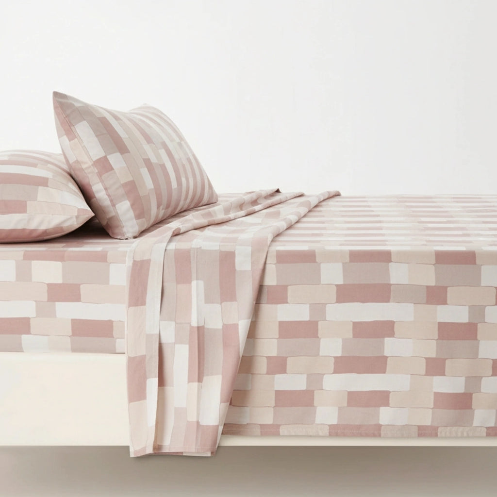 Pastel Mosaic | Pure Cotton Satin Bed Sheet Set | Aaram by SS Fabric