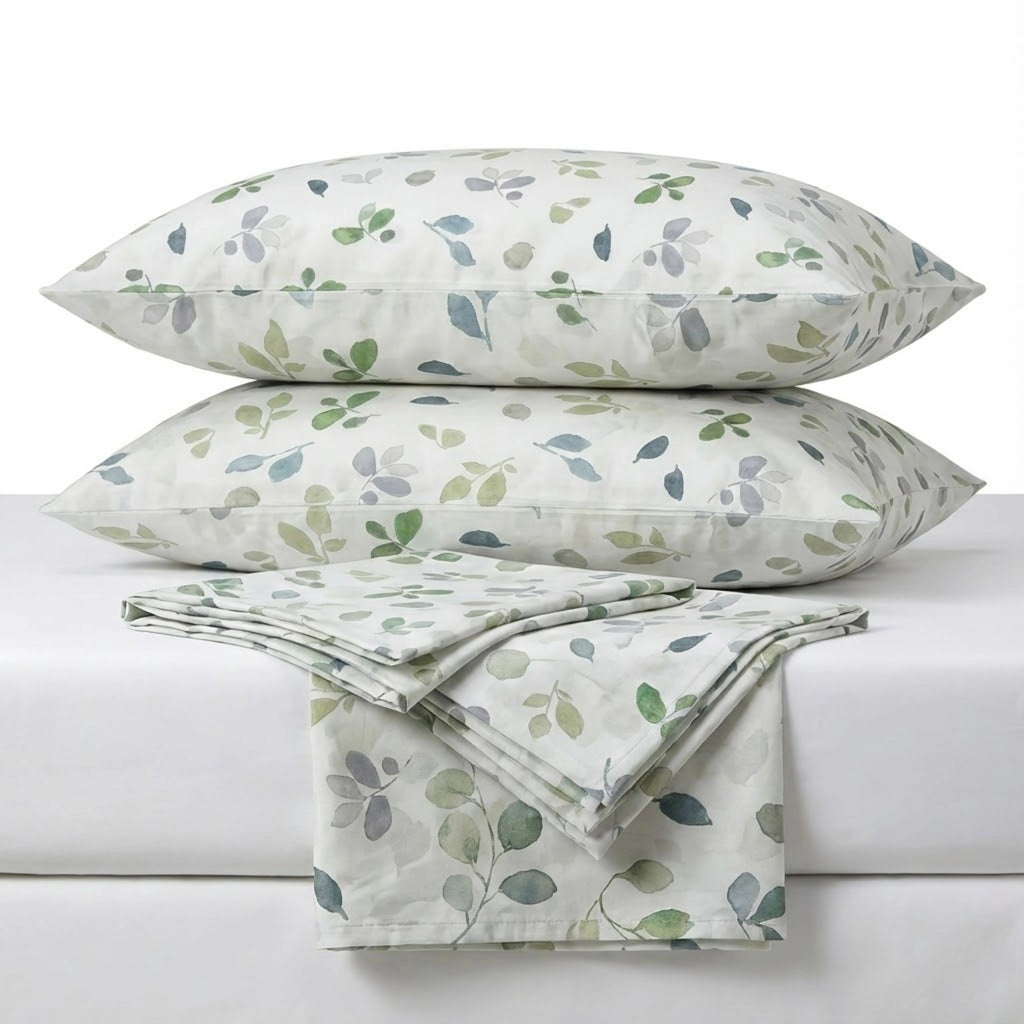 Fresh Meadow Percale Cotton Bedding | 1 x Sheet & 2 x Pillowcases