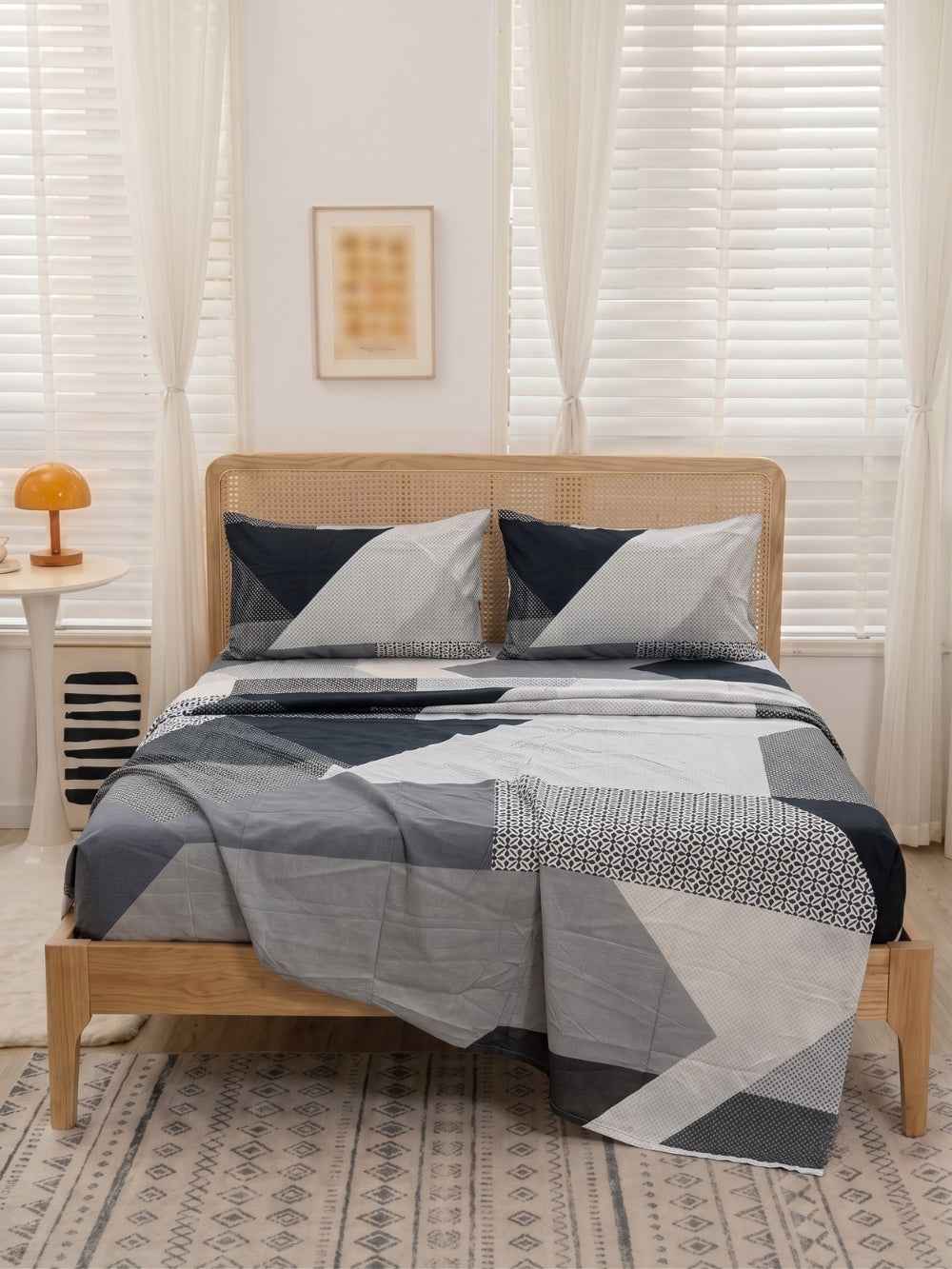 Geometric Slate — 3 Piece Bedsheet Set