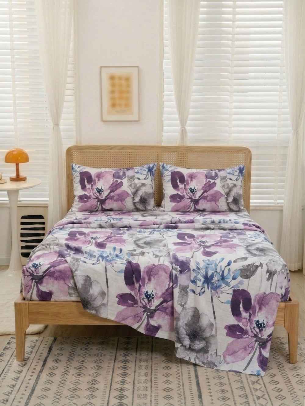 Purple Watercolor | Signature Hybrid | 3-Piece Bedsheet Set