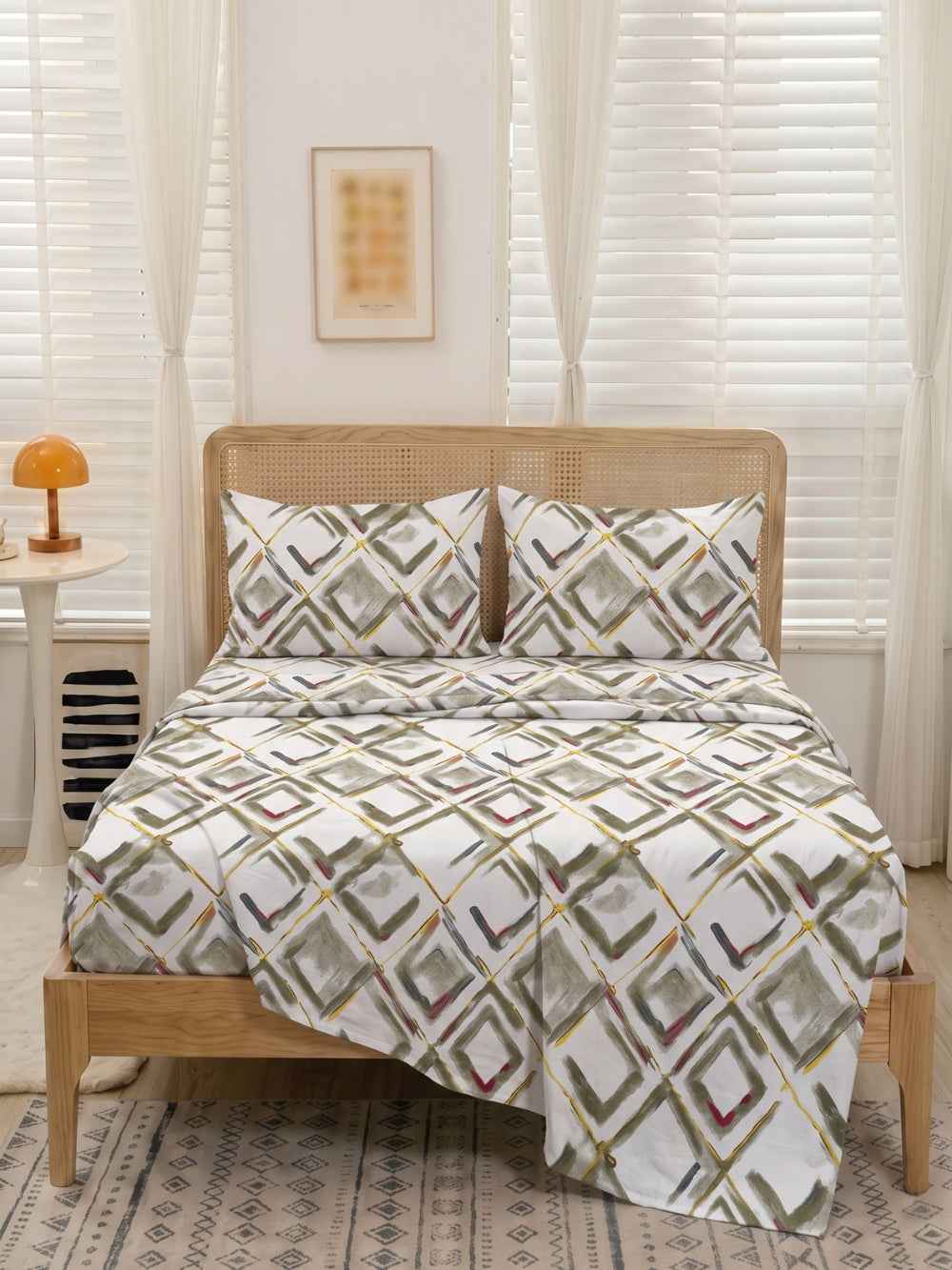Olive Lattice — 3 Piece Bedsheet Set