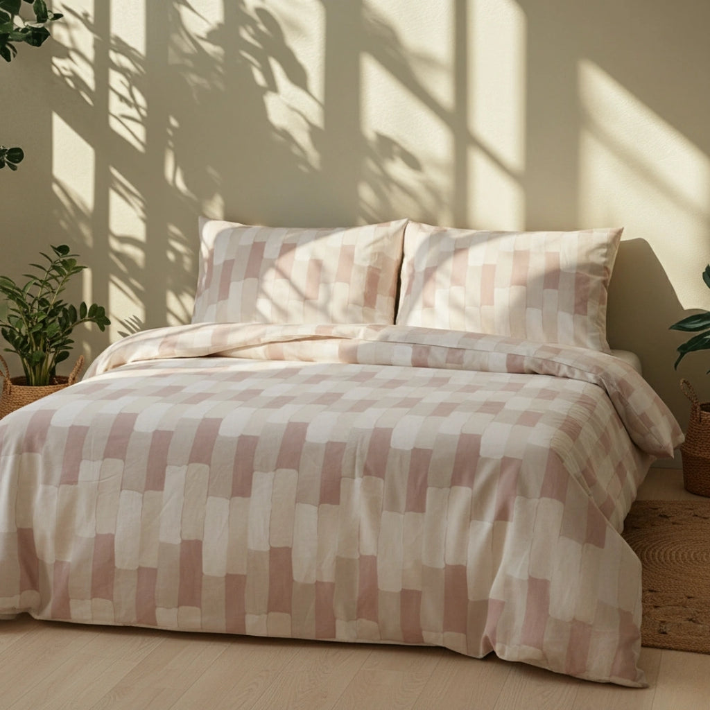 Pastel Mosaic | Pure Cotton Satin Bed Sheet Set | Aaram by SS Fabric