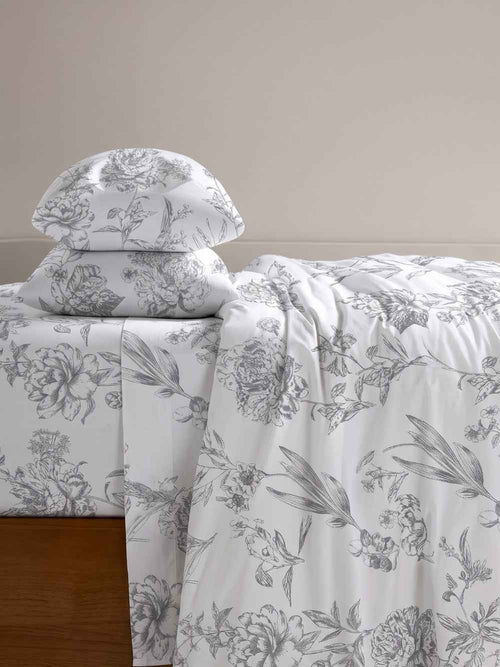 Grey Blossom — 3 Piece Bedsheet Set