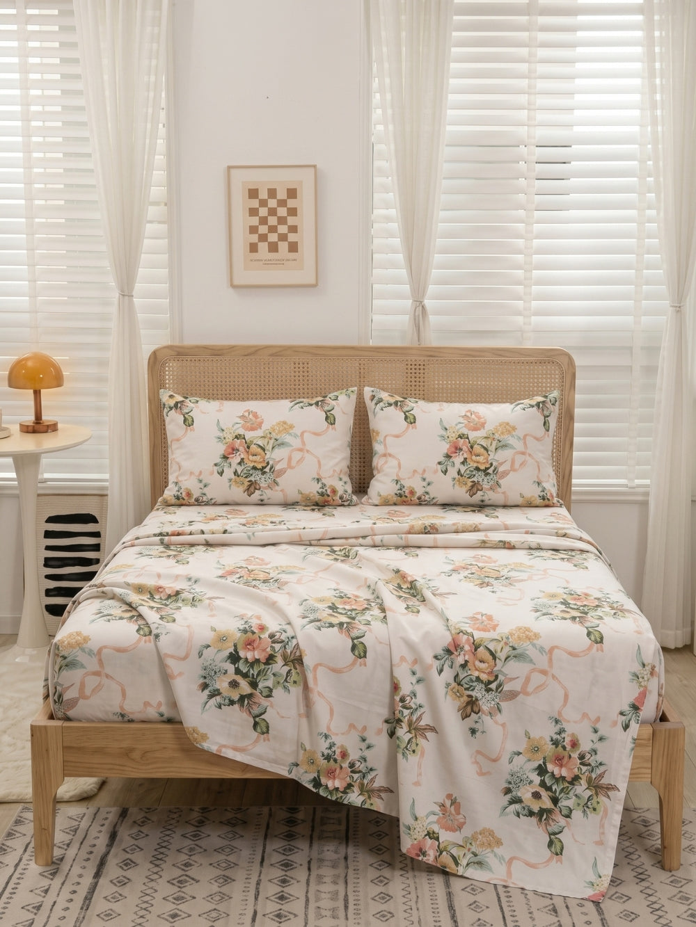 Peach Bouquet — 3 Piece Bedsheet Set