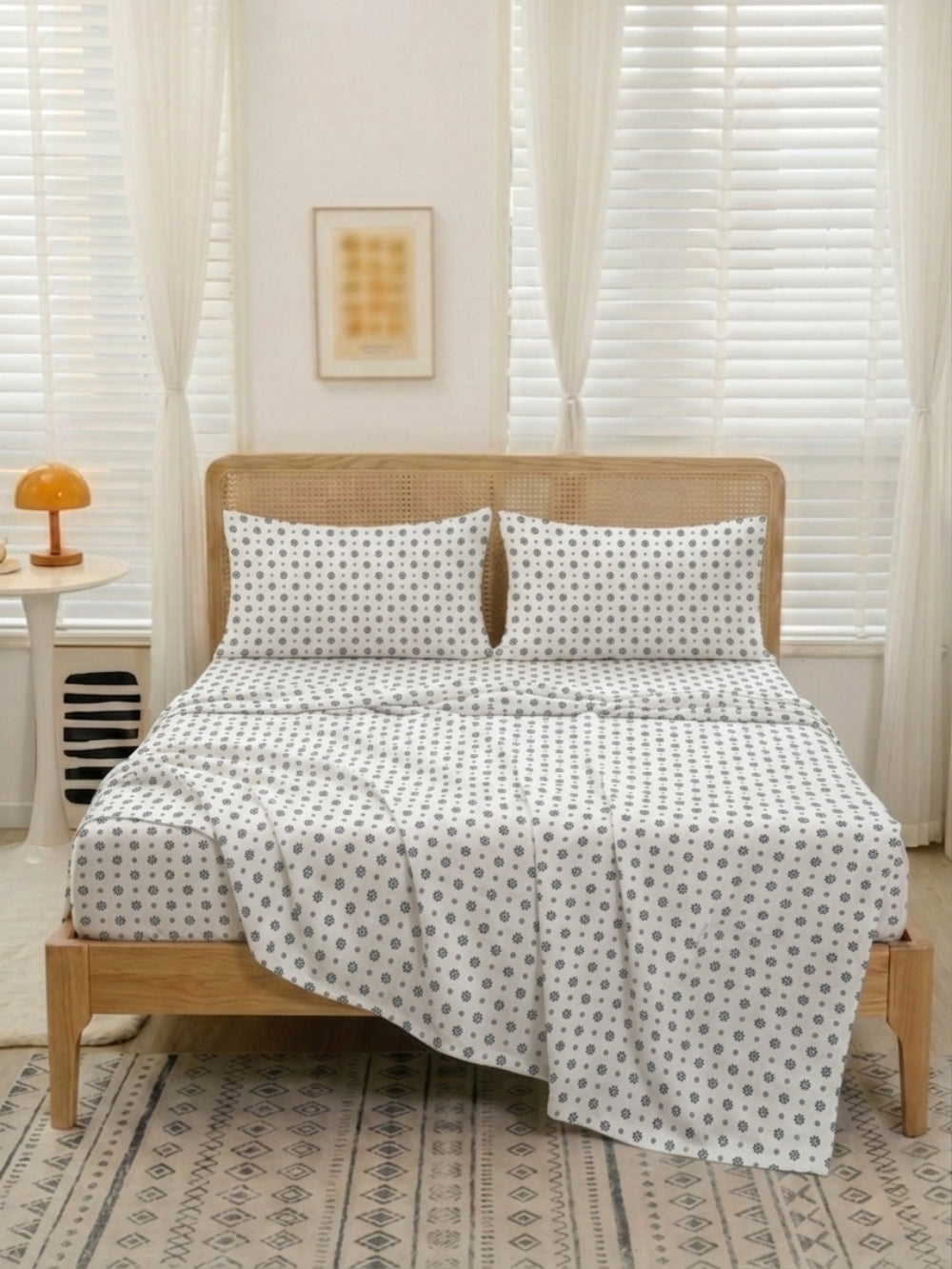 Grey Floral — 3 Piece Bedsheet Set