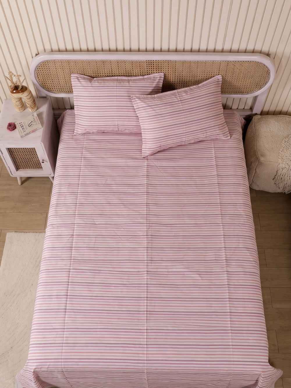 Blush Stripe — 3 Piece Bedsheet Set