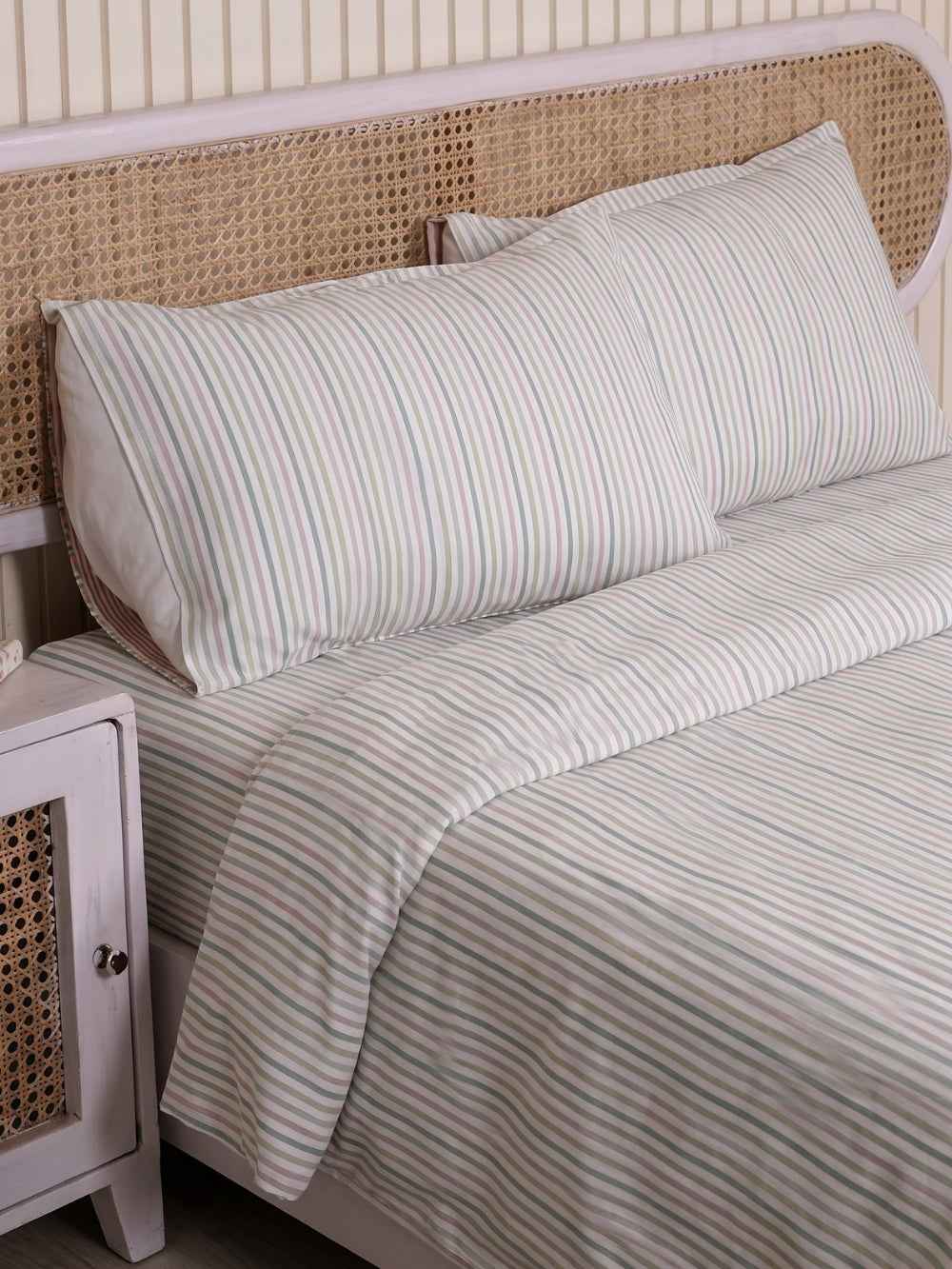 Sage Stripe — 3 Piece Bedsheet Set