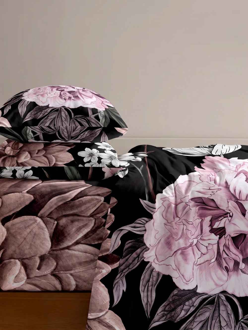 Midnight Peony — 3 Piece Bedsheet Set