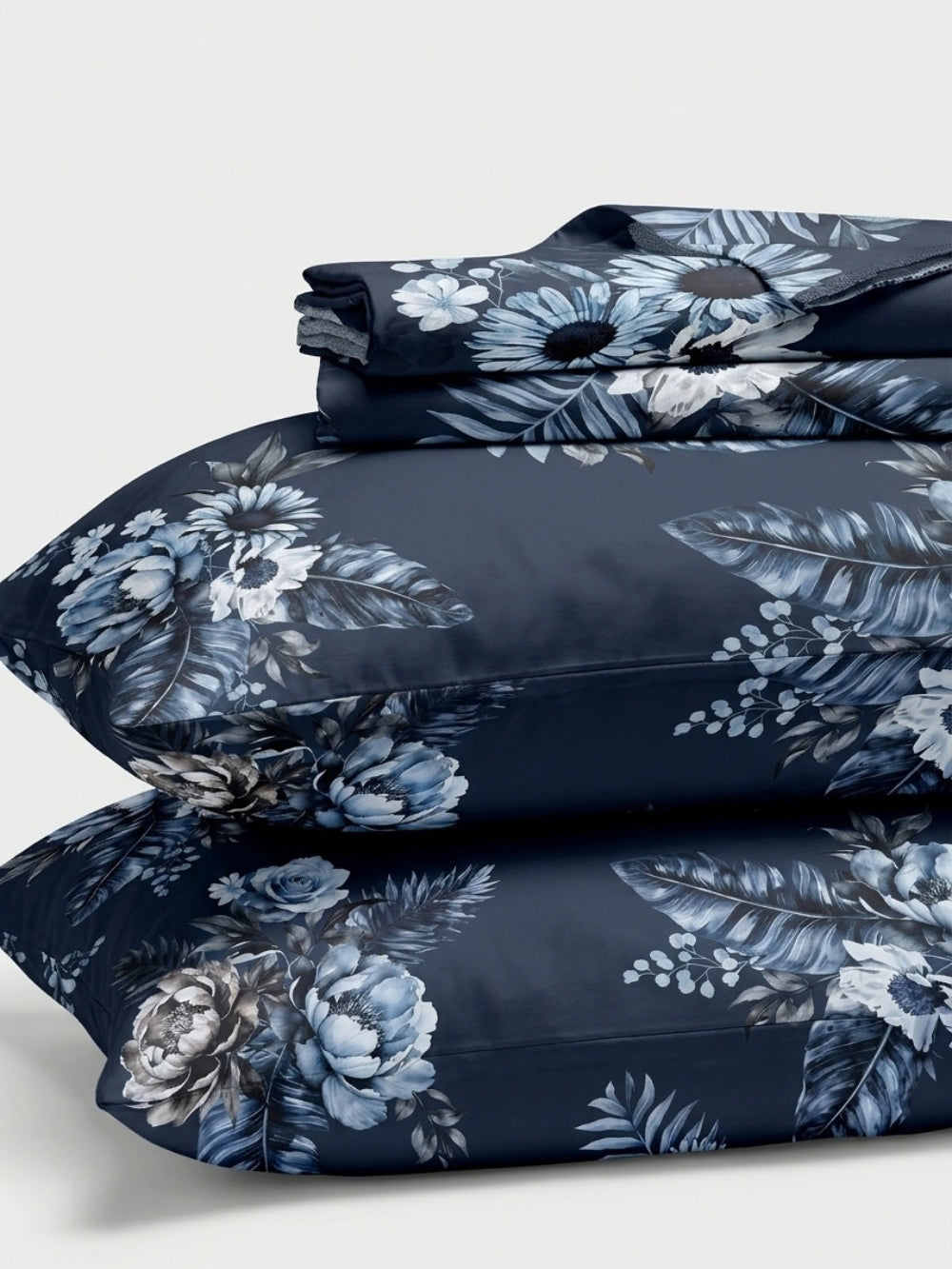 Navy Flora — 3 Piece Bedsheet Set