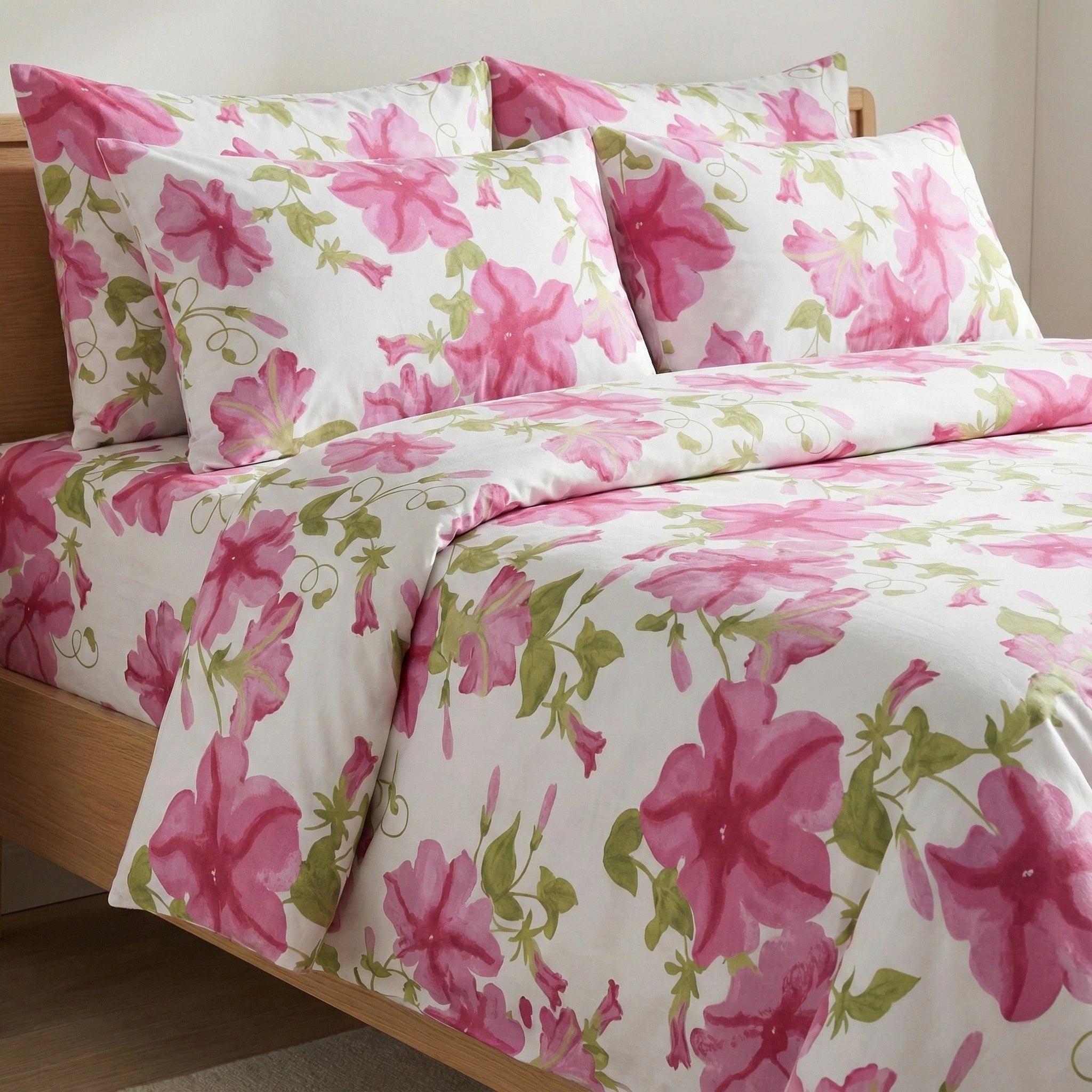 Charming Pink Floral Bedding Set in Cotton Sateen – Soft and Luxurious for Your Bedroom