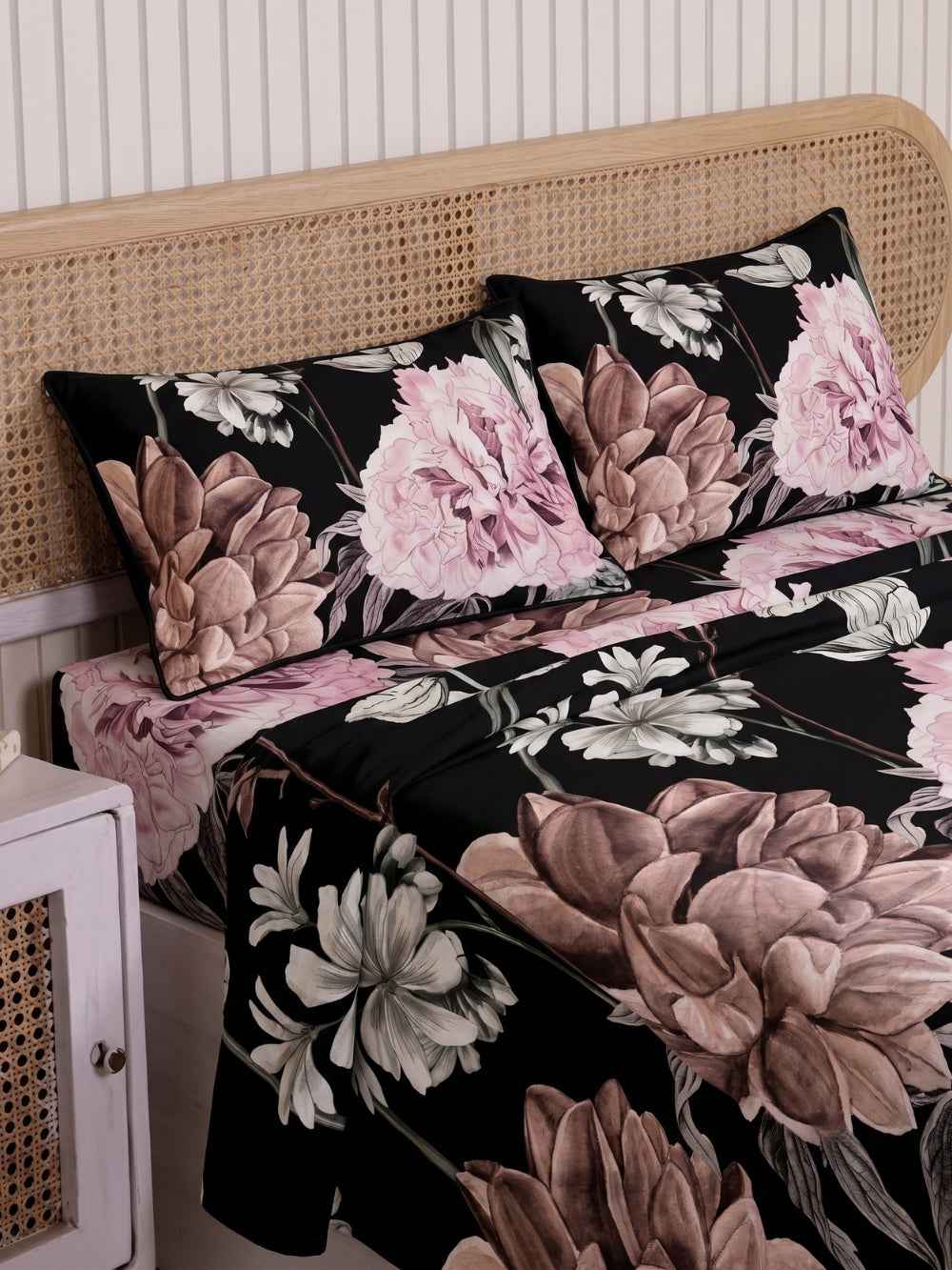 Midnight Peony — 3 Piece Bedsheet Set