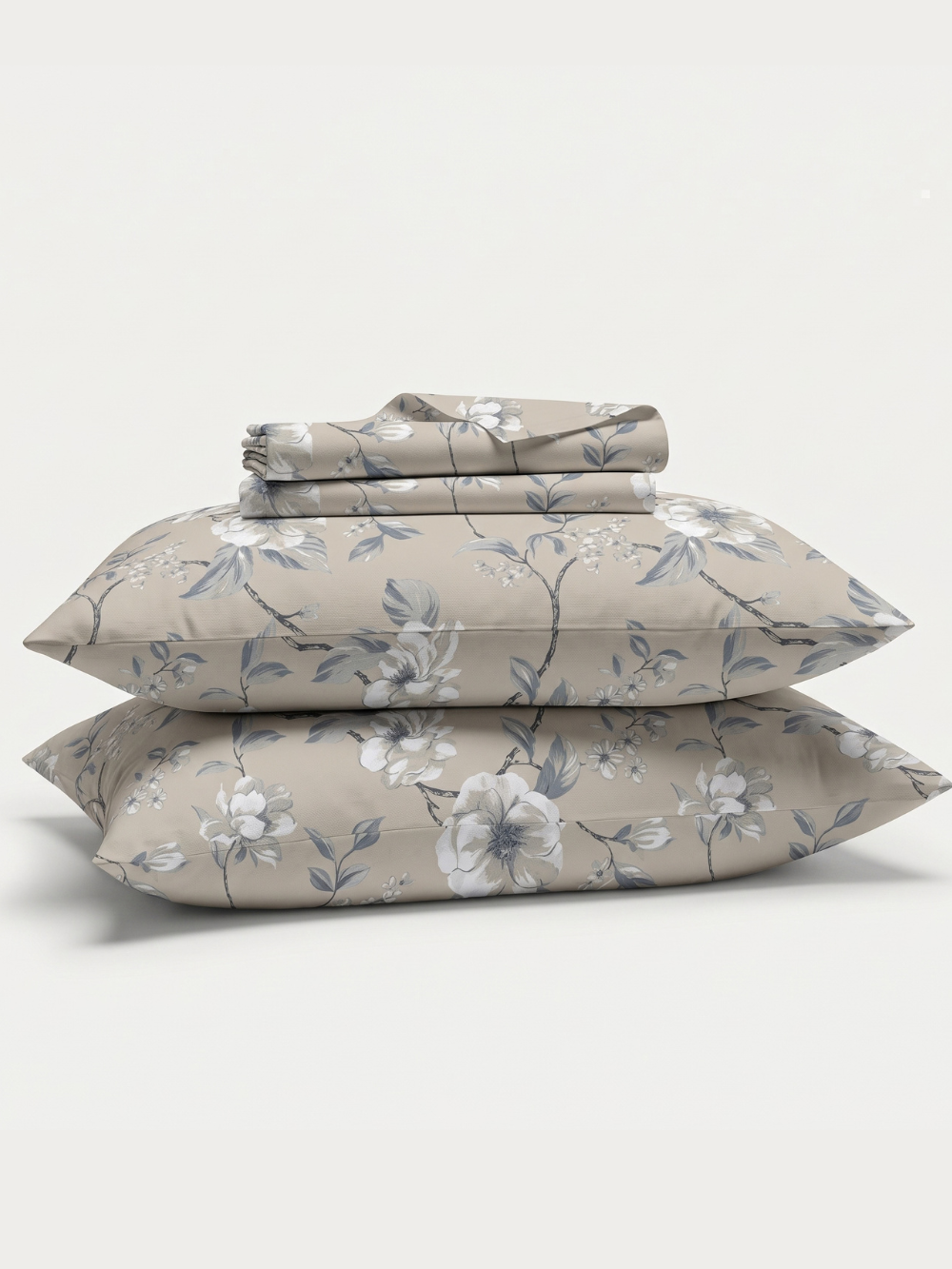 Taupe Blossom — 3 Piece Bedsheet Set