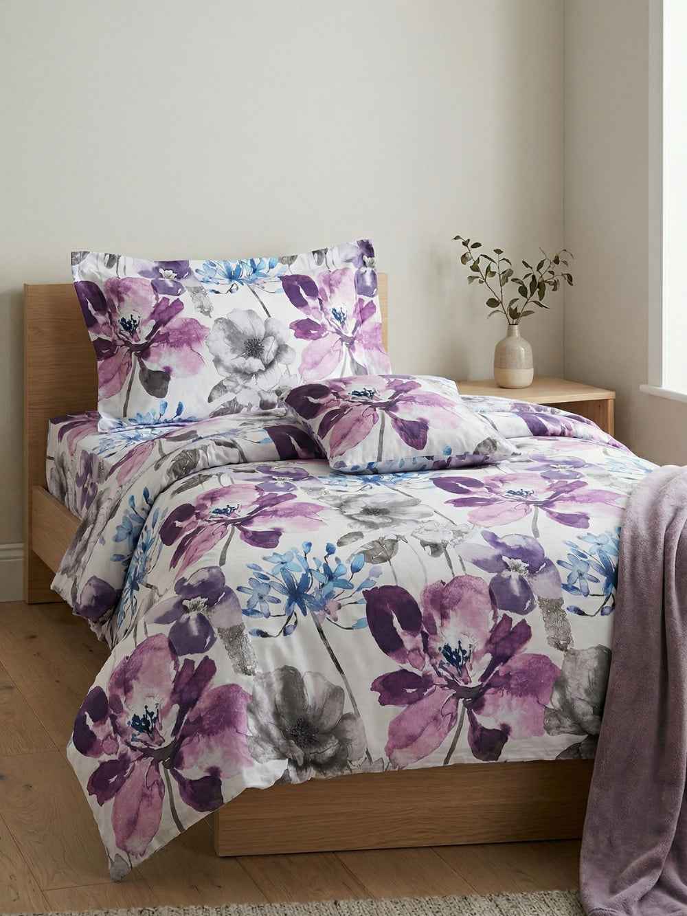 Purple Watercolor | Signature Hybrid | 3-Piece Bedsheet Set