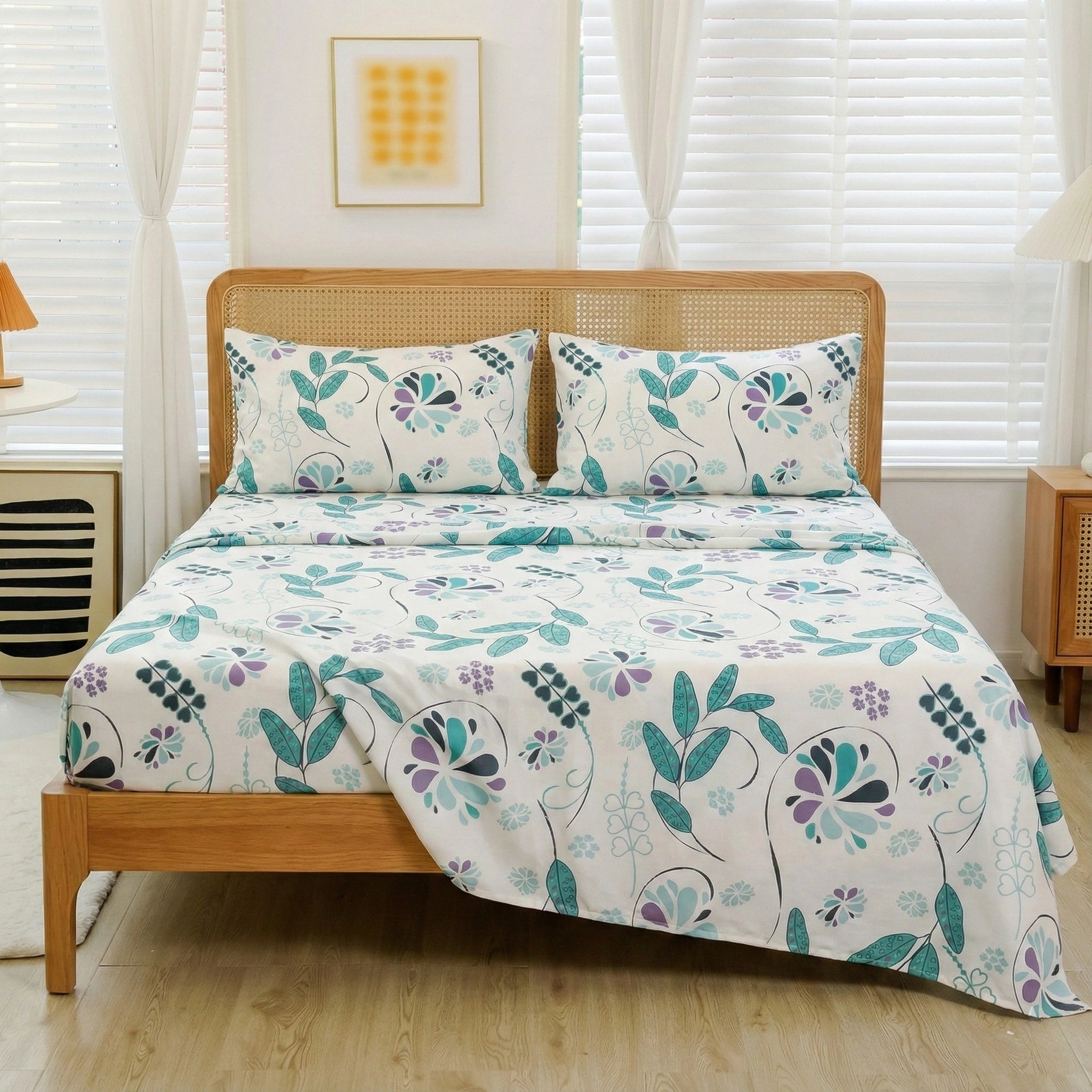 Teal Garden 100% Cotton Bedding | King & Single Sizes