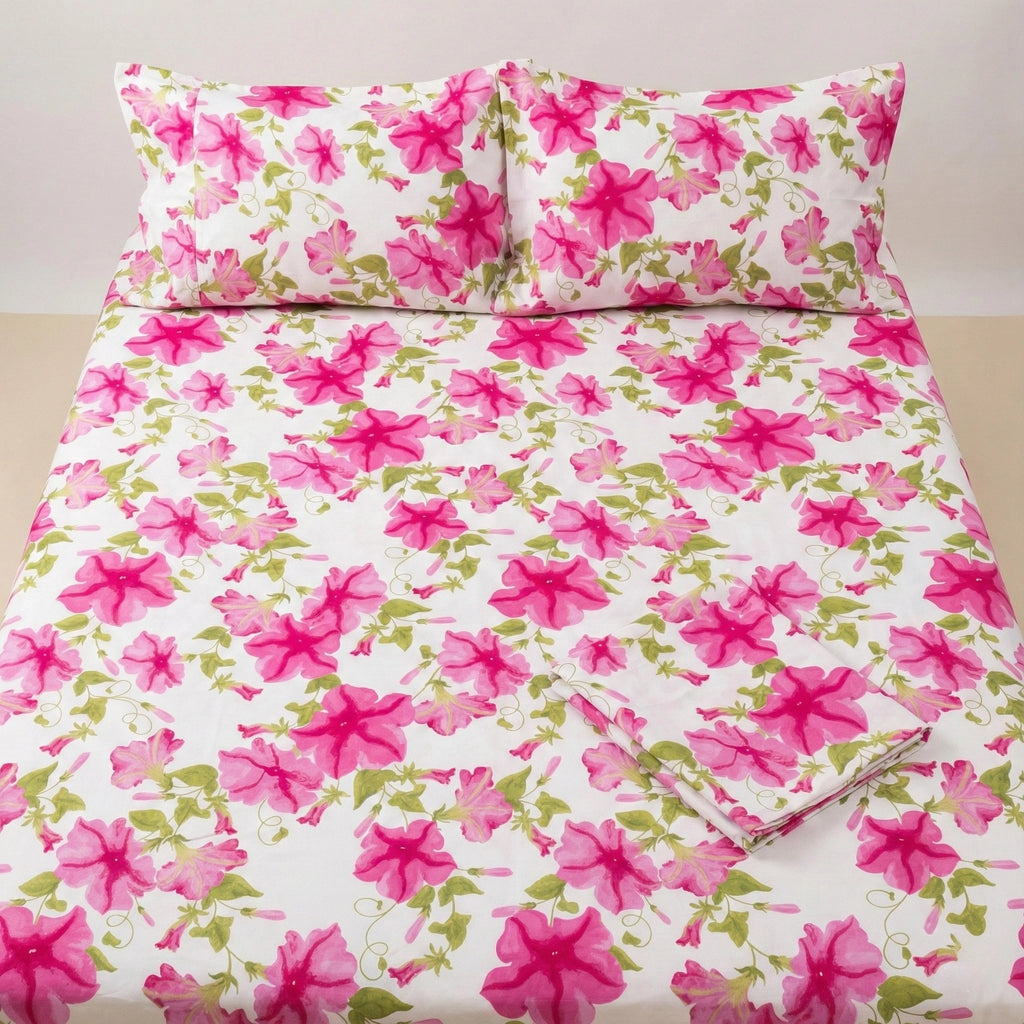Charming Pink Floral Bedding Set in Cotton Sateen – Soft and Luxurious for Your Bedroom