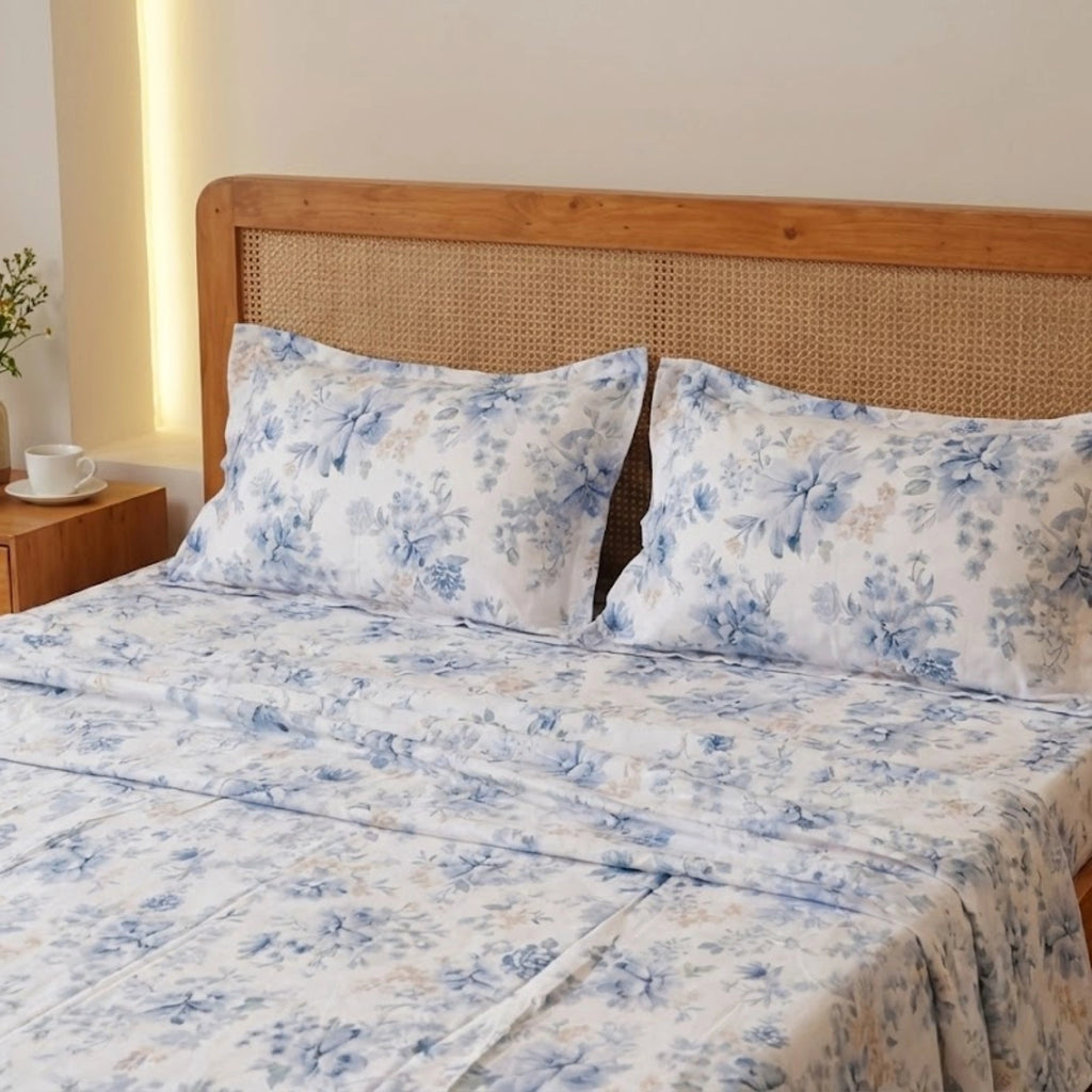 Blue Blossom Percale Cotton Bedding | Premium Bedding