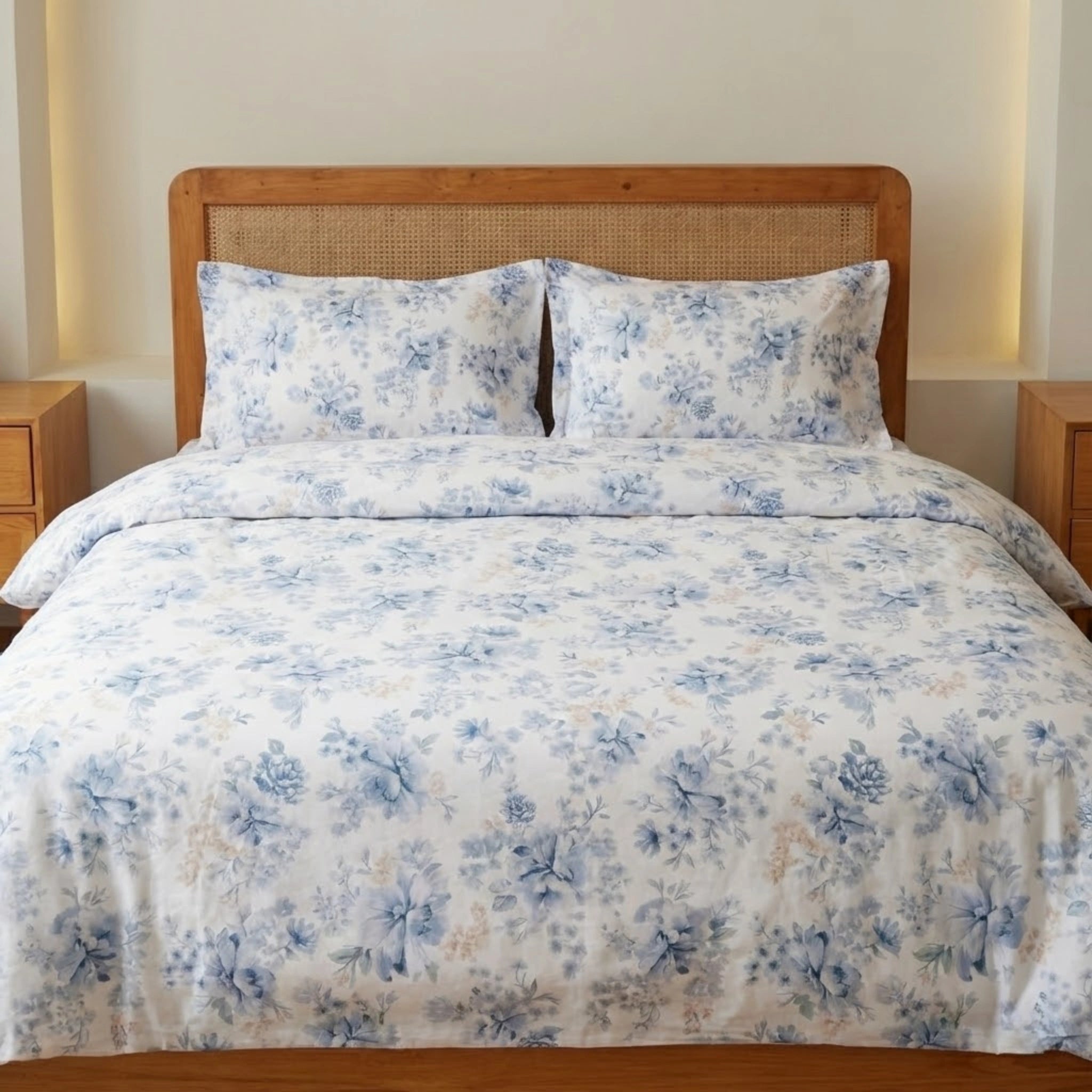 Blue Blossom Percale Cotton Bedding | Premium Bedding