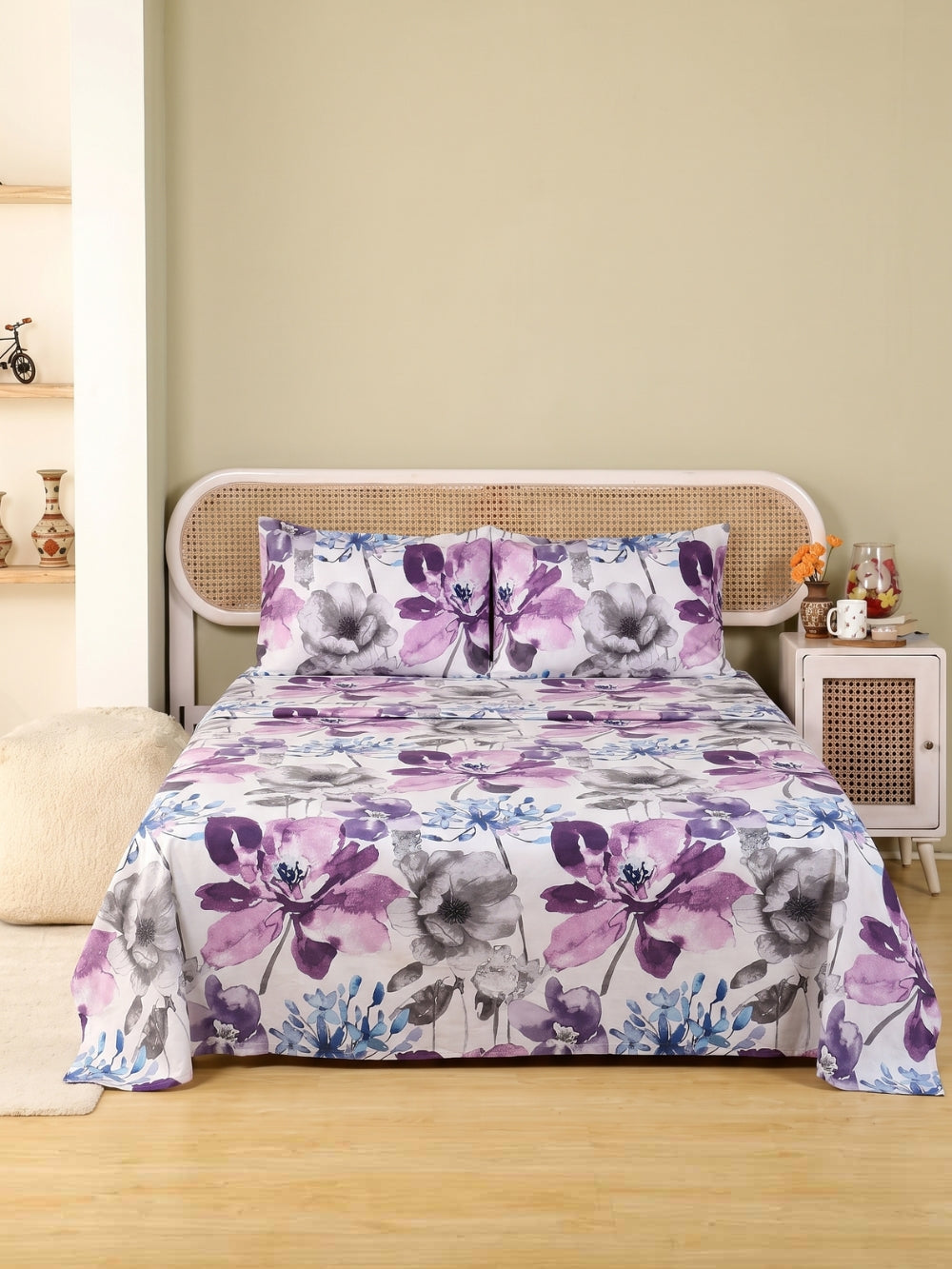 Purple Watercolor — 3 Piece Bedsheet Set