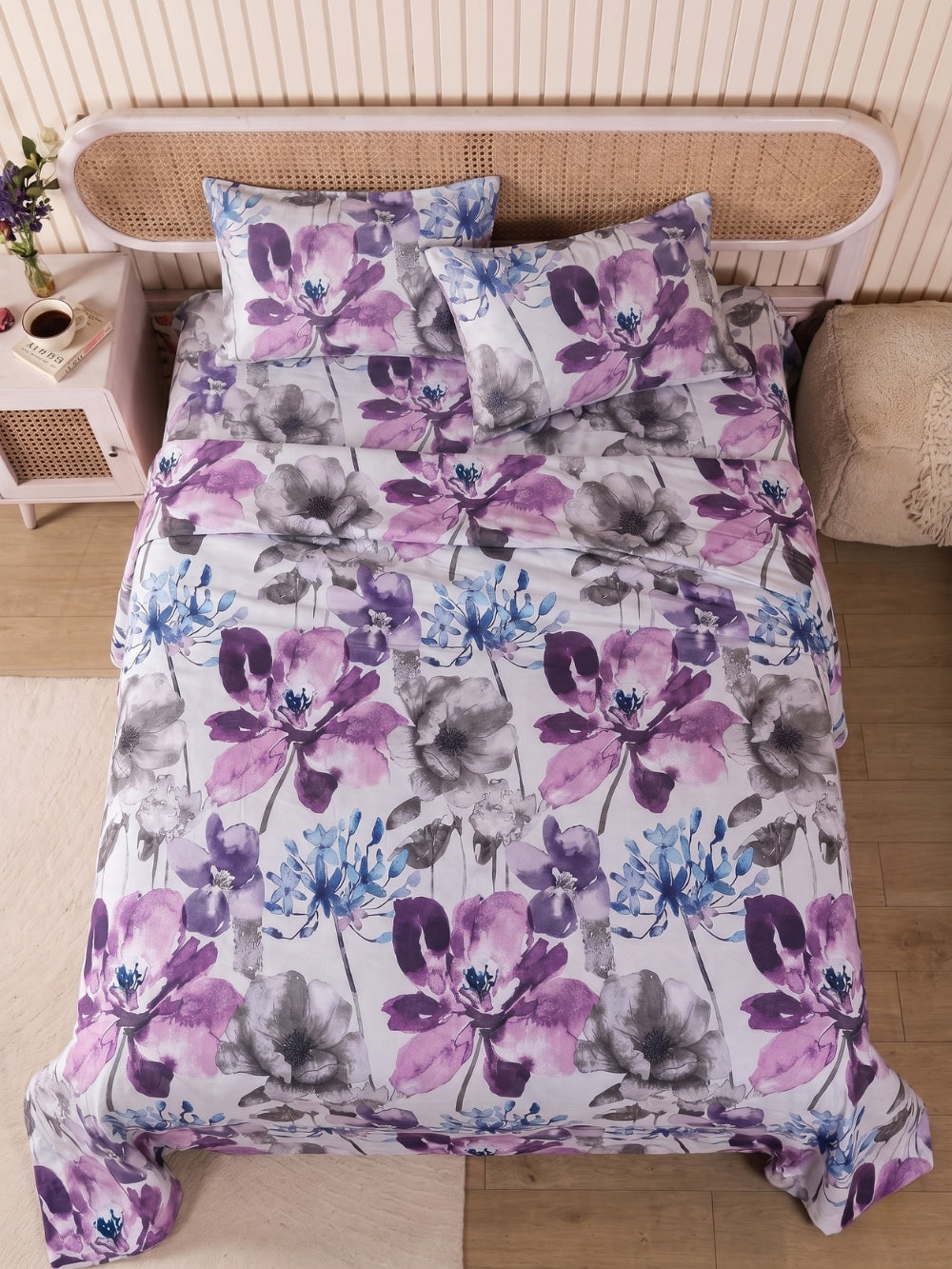 Purple Watercolor — 3 Piece Bedsheet Set