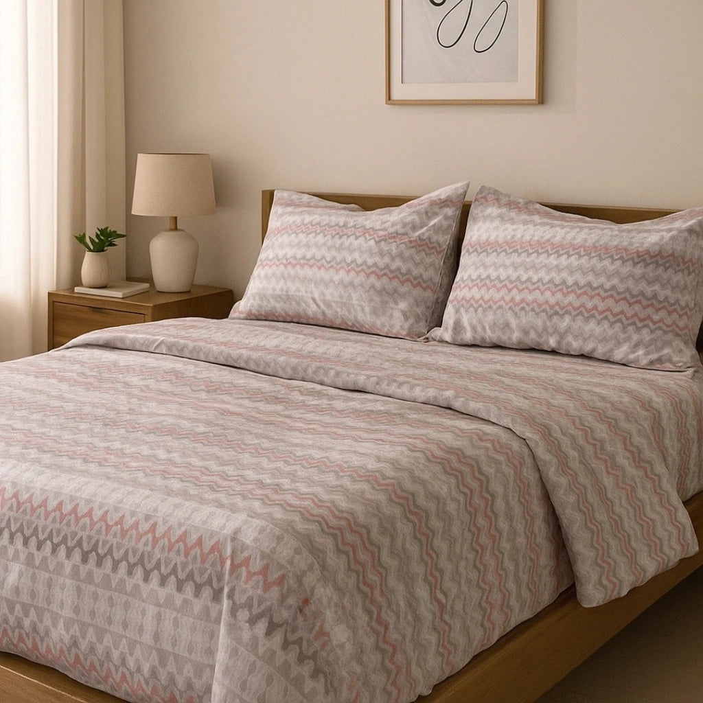 Multicolor Chevron 100% Pure Cotton Bed Sheet Set – Premium Edition